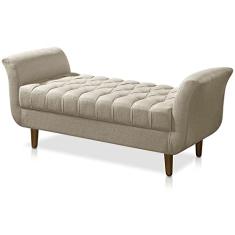 Recamier Calçadeira Decorativo Quarto Closset 150cm Grecia Suede Bege - LM DECOR