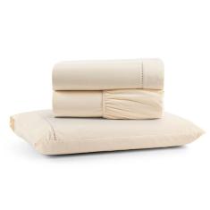 Jogo De Lençol Luiza Solteiro 3 Pçs Percal 100% Algodão 180 Fios Ponto Palito - Palha