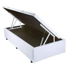 Base Cama Box Baú Solteiro Material Sintético Branco 43x88x188