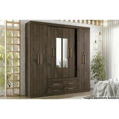 Guarda Roupa Casal 8 Portas E 4 Gavetas C/ Espelho Nápoles ébano - Santos Andirá