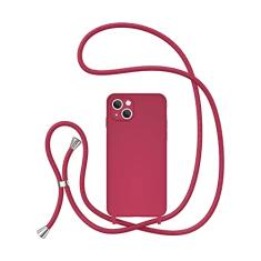 UEEBAI Capa de telefone com cordão transversal para iPhone 14 de 6,1 polegadas, capa de telefone de silicone com alça de colar ajustável, cinto macio, cordão de pescoço, cordão à prova de choque, capa