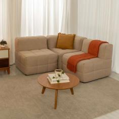 sofá guldi popup com 2 módulos centrais e canto linho bege