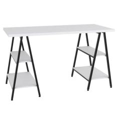 Mesa Escrivaninha Cavalete 135cm Estilo Industrial Prisma C08 Branco C