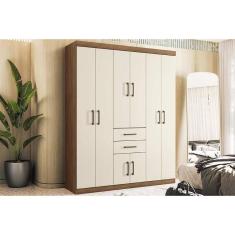 Guarda Roupa Casal 8 Portas e 2 Gavetas Verona 8.2 Jatobá/Areia - Santos Andirá