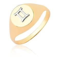 Anel De Signo Em Ouro Puro Gêmeos Gemini 18k A509 - MAEHLER JOIAS, Dou