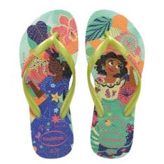 Chinelo Havaianas Slim Kids Princess, 29/30, Verde matcha