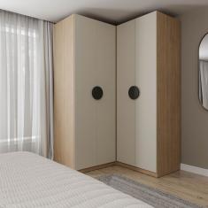 Guarda-roupa Modulado Joy 2 Peças Canto, Nicho Com 2 Gavetas Cabecasa Madeiramadeira Cinza