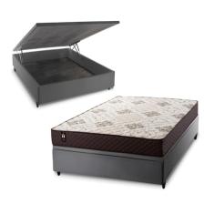 Conjunto Box Baú Allura Marrom 138x188x65 c/ Molas Ensacadas