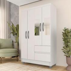 Guarda Roupa Solteiro Lohaine 4 Pts C/Espelho Branco - M. Arapongas Branco