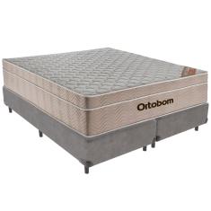 Cama Box Cinza E Colchão Airtech Springpocket Molas Ensacadas Queen Ortobom