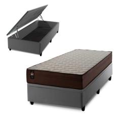 Conjunto Box Baú Atlanta Marrom 96x203x69 Espuma D45 - King House