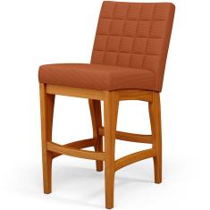 Banqueta Baixa Para Cozinha Bancada Bar Sala De Jantar Fixa Mila L02 Tecido Terracota - Lyam Decor