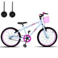 Bicicleta Infantil Aro 20 Com Cestinha e Rodinhas-Feminino