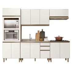 Armário De Cozinha 5 Peças Com Pia 120cm Jany N03 Carvalho/off - Mpozenato