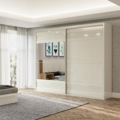 Guarda Roupa com Espelho 2 Portas de Correr 2 Gavetas 267cm 100% MDF -