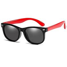 Óculos de sol kids - Oculos de sol infantil de 02-12 anos Dobravel flexivel uv400 com caixinha (vermelho e preto)