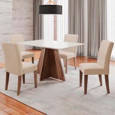 Mesa de Jantar Retangular Dobuê Dublin com 4 Cadeiras Revestidas em Tecido Veloplus