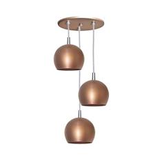 Pendente Bali Triplo Canopla Redonda Cobre, Attena, 3104/3 E CB, Cobre