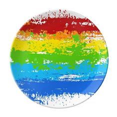 Stippling Rainbow Gay LGBT Prato Decorativo Porcelana Salver Prato de Jantar