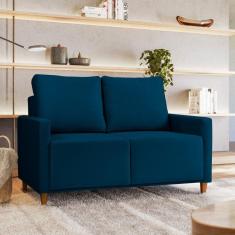 Sofá Angela 2 Lugares em Veludo Yescasa Azul