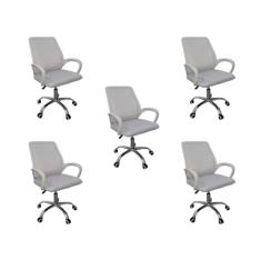 Kit 5 Cadeiras de Escritório Esteirinha Tela Mesh Branco