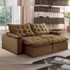 Sofá Retrátil e Reclinável 240cm Alaska Veludo/Marrom