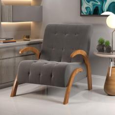 Poltrona do Papai em Veludo Pés em Mdf Garden Grafite