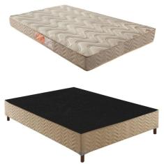 Box Casal Júlia 42x138x188cm com Colchão Casal Unique D33 Duoface 25x138x188cm Rustico Bege