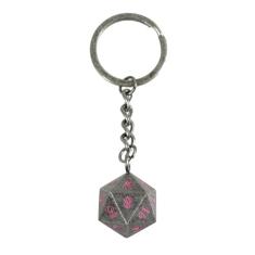 Chaveiro de dados D20 Forged Dice Co Fob of Fate Metal D20 - chaveiro de dados de tamanho padrão com logotipo de jogos forjado - removível de corrente e utilizável para jogar em mesa - ótimo presente de dados RPG