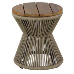 Mesa de Centro Ampulheta Corda Náutica e Tampo Madeira Trama