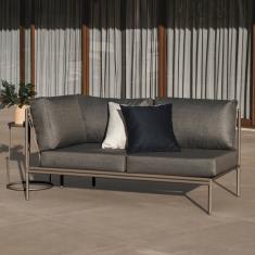 Sofá Chaise 2 Lugares Esquerda Refúgio Cabecasa Madeiramadeira Champanhe/Cinza Mesclado