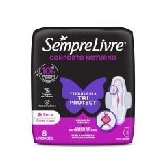 Sempre Livre Absorvente Externo Proteção Adapt Plus Noite E Dia Seca Com Abas 8 Unidades