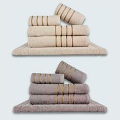 Jogo De Toalhas 10 P?s Cole??o Montreal 100% Algod?o Bege+cinza