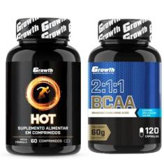 Hot Termogênico 60 Caps + Bcaa 120 Caps Growth Supplements