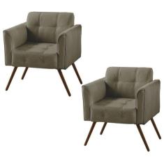 Kit 02 Poltronas Decorativa Bia Couro Fendi - Gran Belo