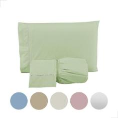 Jogo de Lençol Queen 3 Pçs Percal 140 Fios Liso Ponto Palito - Valle E