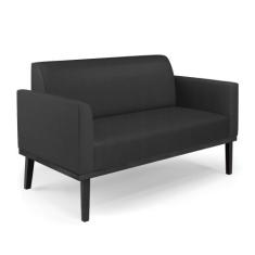 Sofá Namoradeira Base de Madeira Fixa Preto Marisa material sintético 