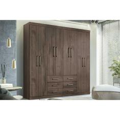 Guarda Roupa Casal 8 Portas e 6 Gavetas Liverpool Ébano - Santos Andirá