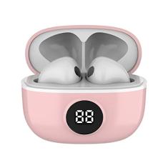WB Fone de ouvido Bluetooth In-ear Mini IO, Sem fio, Display Digital, Bateria 20h, IPX4, Super Bass, Compacto, Touch sensível ao toque, Conexão automática, Rosa
