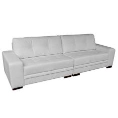 Sofá 4 Lugares Bipartido Sala de Estar Milano 260cm Couro Branco - Gran Belo