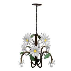 Pendente Lustre de Flores Coloridas Artesanal para Quarto de Casal Grande