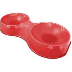Comedouro Duplo Furacão Pet Pop Vermelho para Gatos - 190 mL