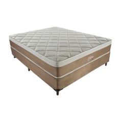 Cama Box Casal Orion com Colchão Casal Molas Ensacadas Marrom e Bege