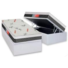 Cama Box Baú Solteiro: Colchão Ortopédico Plumatex Falcon Ultra Firme + Base CRC Courano White(88x188)