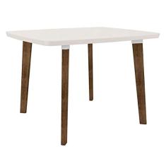 Mesa de Jantar Jade 4 lugares Pés Oblongo Off White com Vidro - RV Móveis
