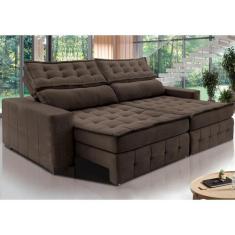 Sofá Retrátil e Reclinável 2,55m Cama inBox Big Puffer com SoftGelD40 