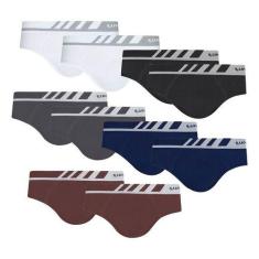 Kit Com 10 Cueca Slip Lupo Microfibra Sem Costura 691, Sortida, G