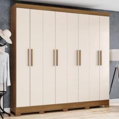 Guarda-Roupa Casal 8 Portas 4 Gavetas Nature/Off White - Briz, Bege, M