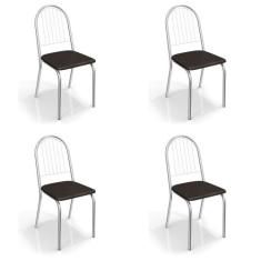 Kit com 4 Cadeiras Estofadas Noruega Cromada 4C077CR Kappesberg Crome,