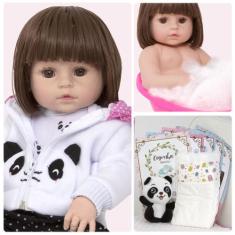 Boneca Tipo Reborn Panda Princesa Corpo de Vinil Com Itens - Cegonha R